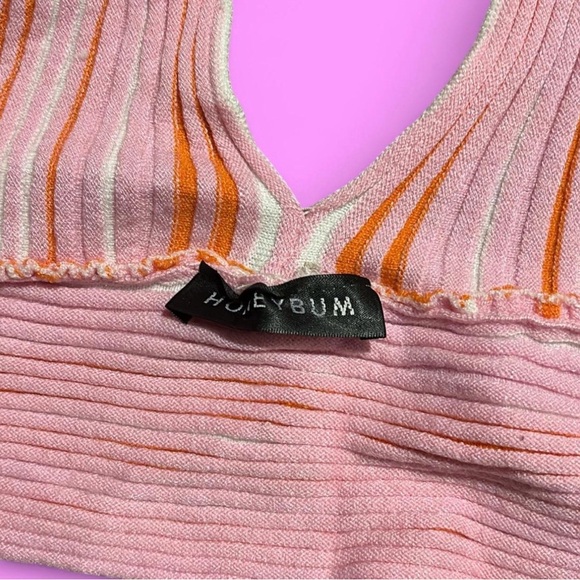 Striped Pink and Orange Haltertop - Picture 2 of 2